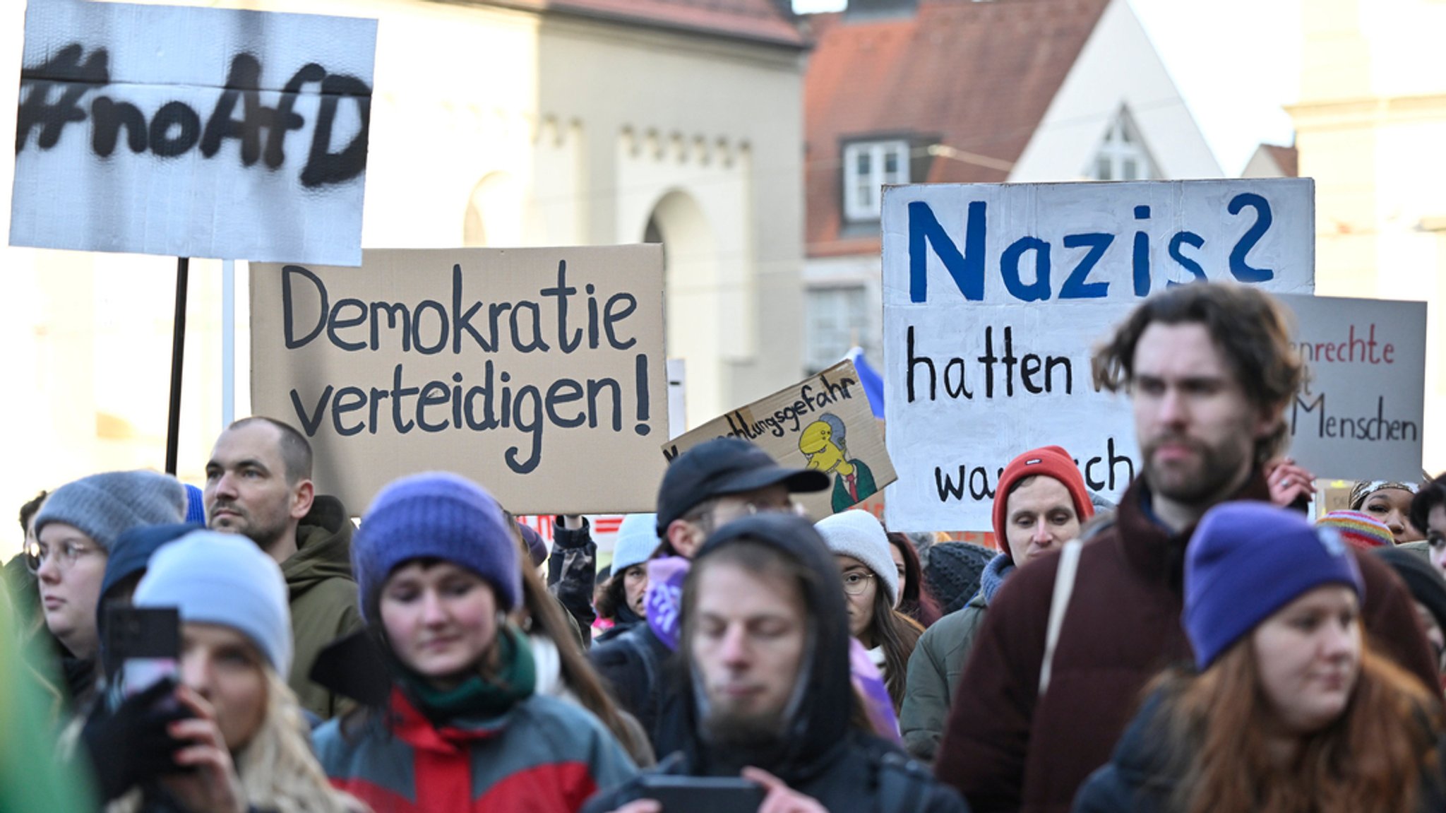 Die Demonstration in Augsburg (01.02.2025) | Bild: dpa-Bildfunk/Uwe Lein Die Demonstration in Augsburg (01.02.2025)